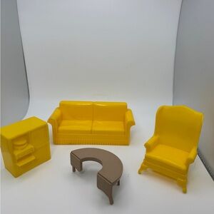 Marx Vintage Dollhouse Furniture Couch Armchair Console record player TV table